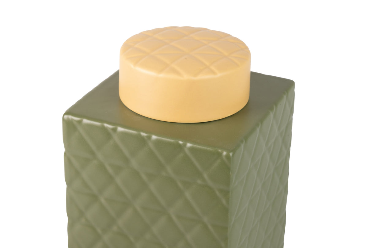 Tibor de cerâmica verde fosco 16x16x26 cm