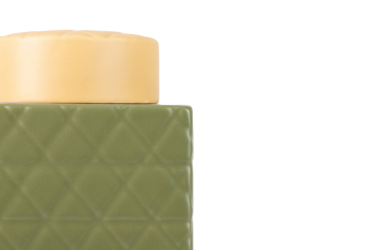 Tibor de cerâmica verde fosco 16x16x26 cm