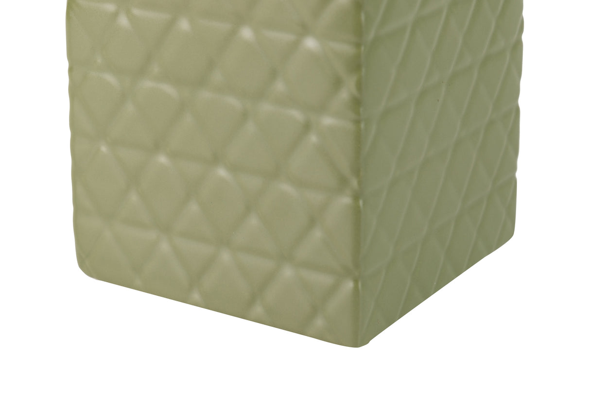 Tibor de cerâmica verde fosco 16x16x26 cm