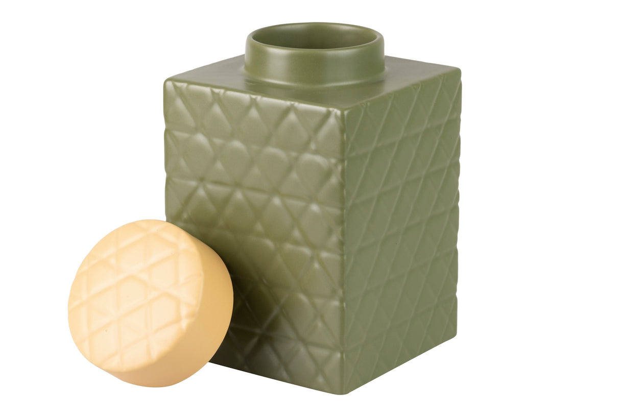 Tibor de cerâmica verde fosco 16x16x26 cm