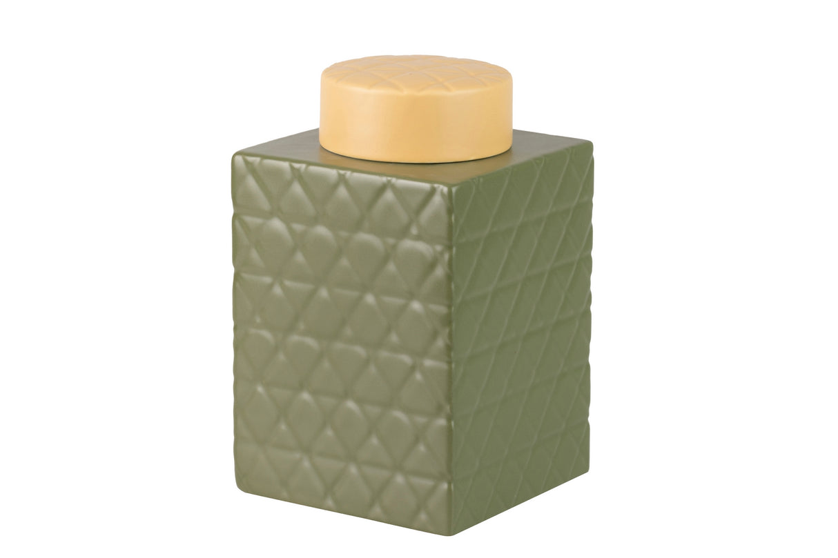 Tibor de cerâmica verde fosco 16x16x26 cm