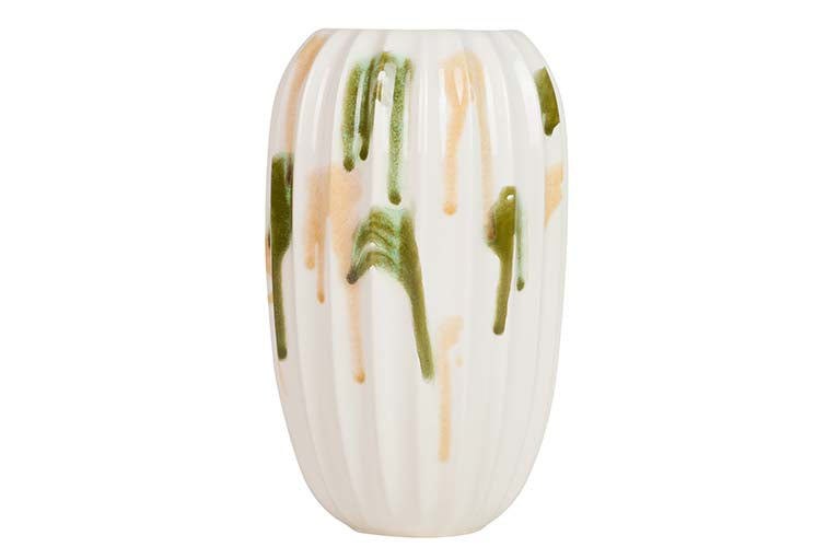 Gelbgrüne Keramik blüht 17x17x28 cm