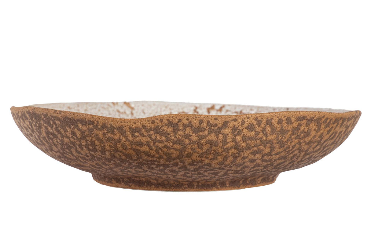 CENTRO DE MESA CERAMICA BEIGE  20x20x4 CM