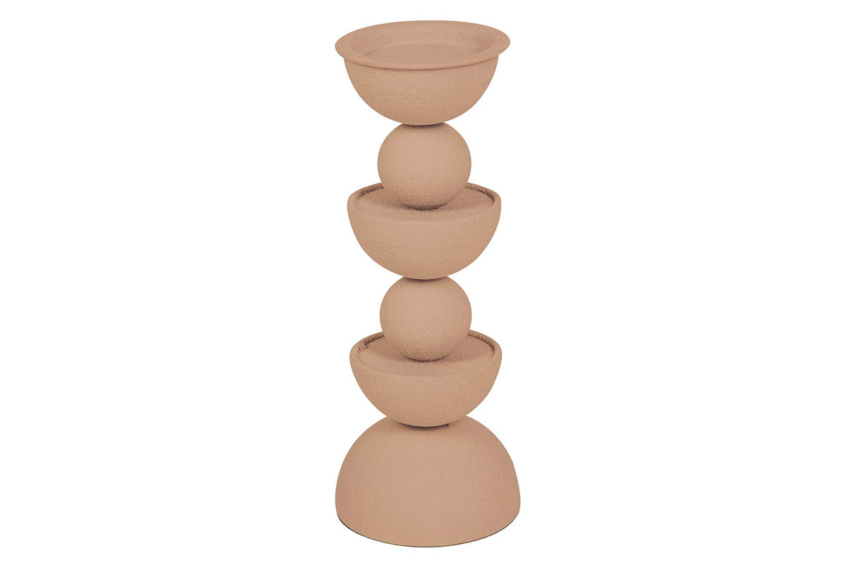 CANDELABRO METAL BEIGE 13x13x32 CM