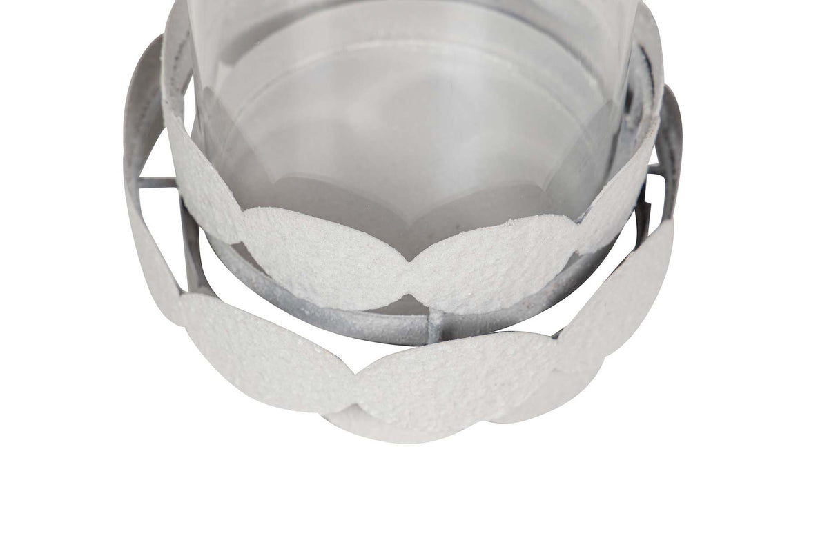 PORTAVELAS METAL BLANCO 14x14x19 CM