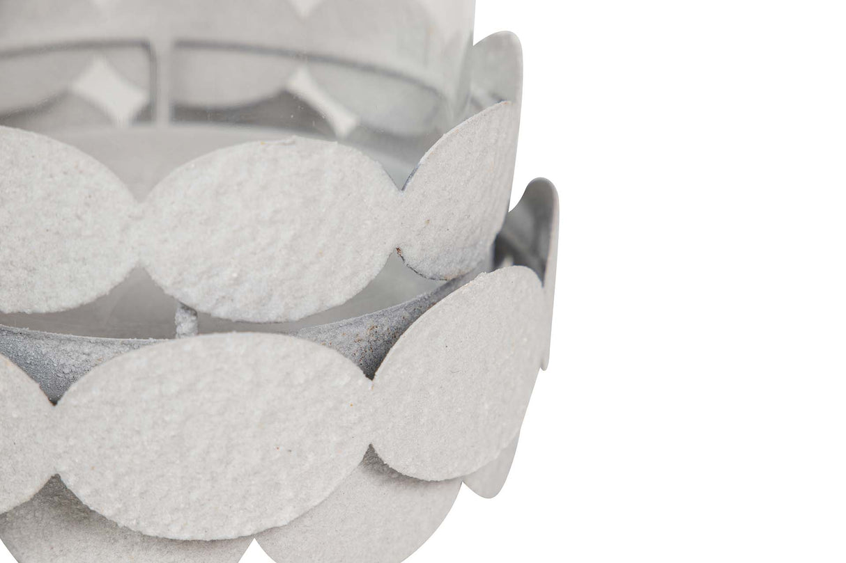 PORTAVELAS METAL BLANCO 14x14x19 CM