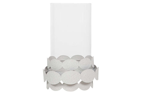 PORTAVELAS METAL BLANCO 16x16x25 CM