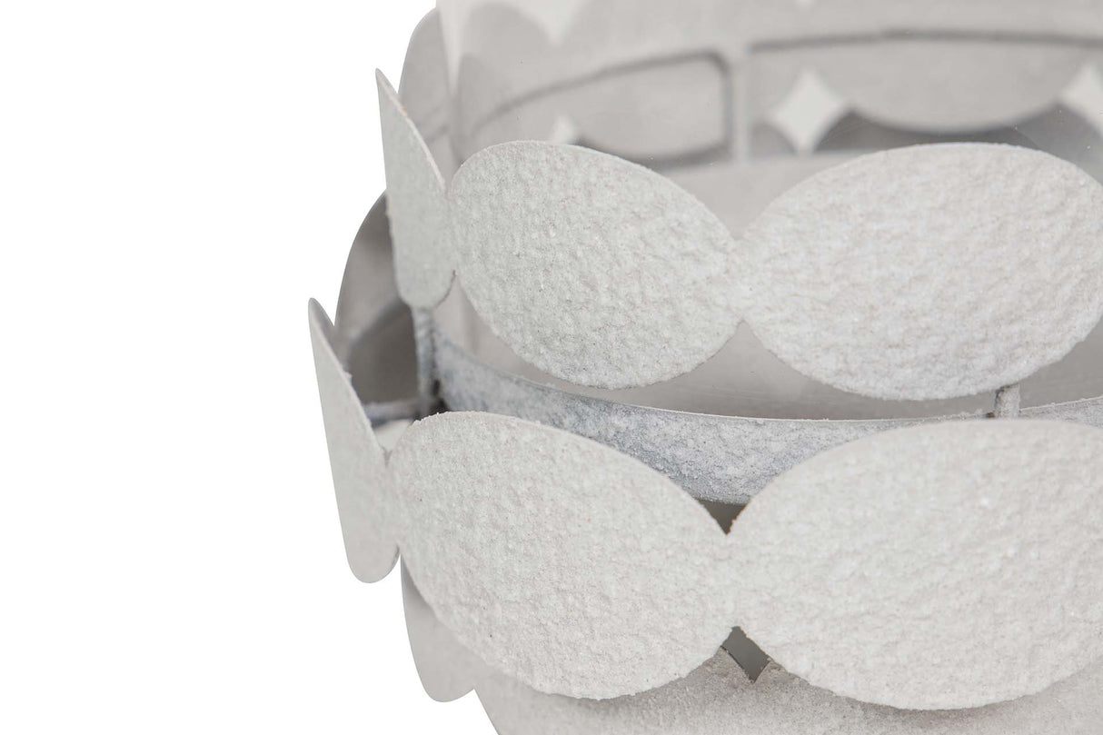 PORTAVELAS METAL BLANCO 16x16x25 CM