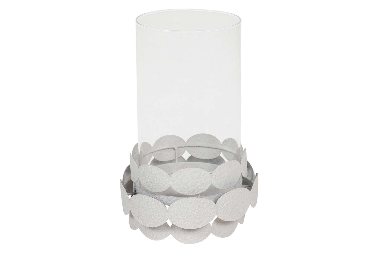 PORTAVELAS METAL BLANCO 16x16x25 CM