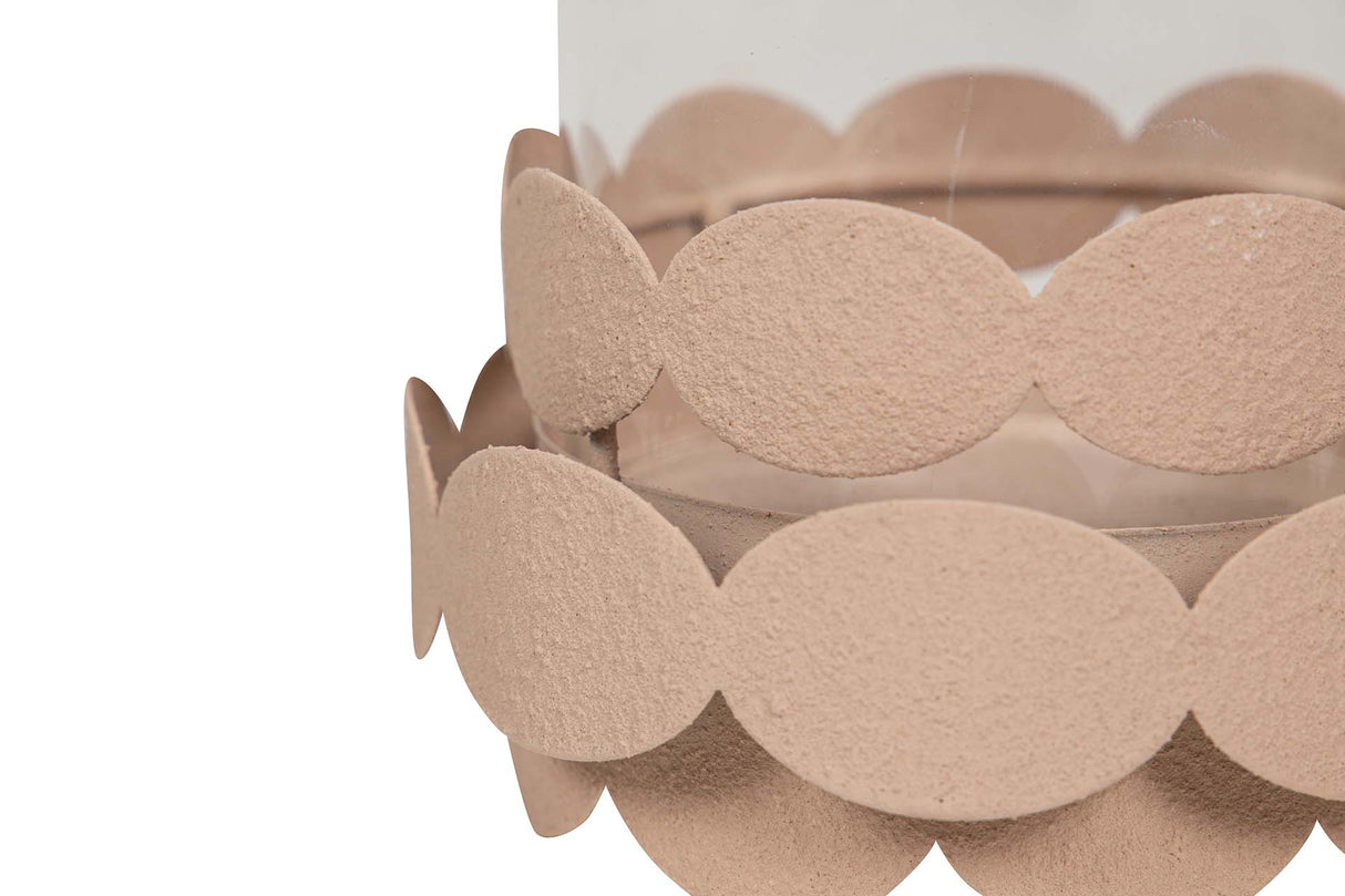 PORTAVELAS METAL BEIGE 14x14x19 CM