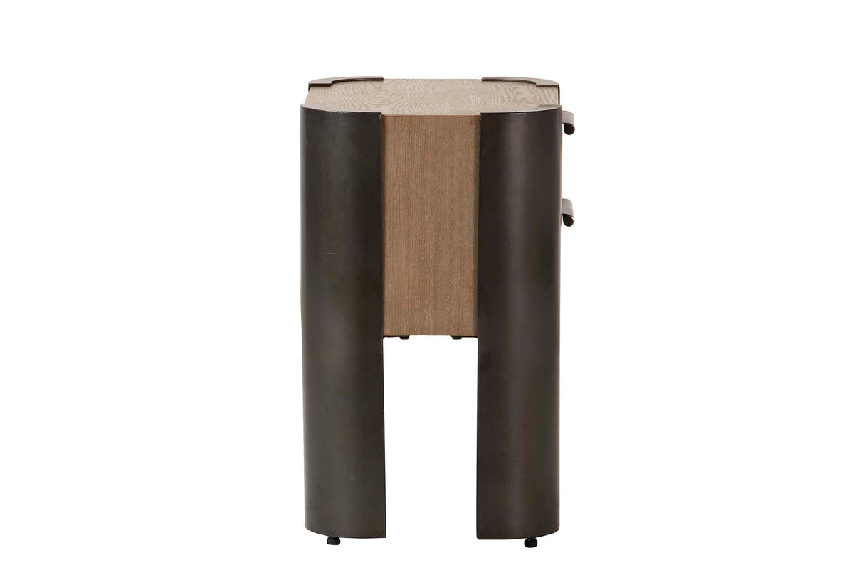 MESITA MADERA METAL MARRON NEGRO 48x35x56 CM