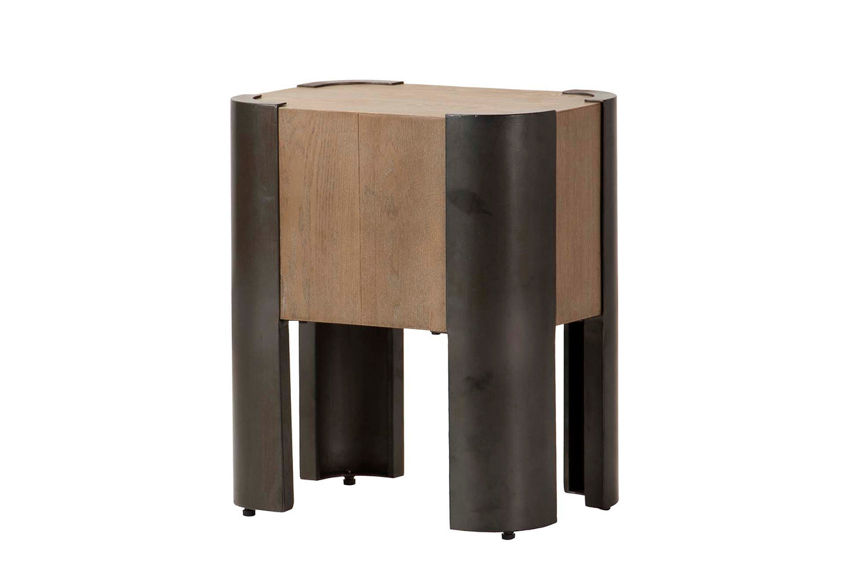 MESITA MADERA METAL MARRON NEGRO 48x35x56 CM