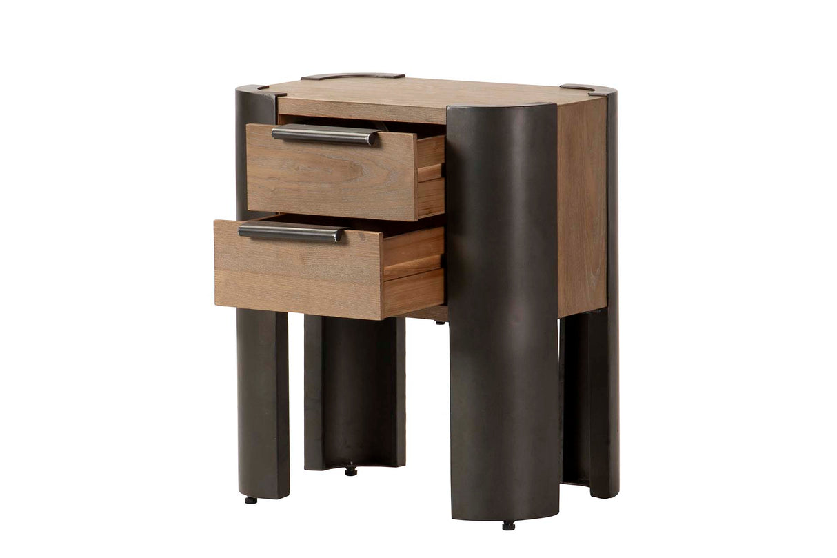 MESITA MADERA METAL MARRON NEGRO 48x35x56 CM