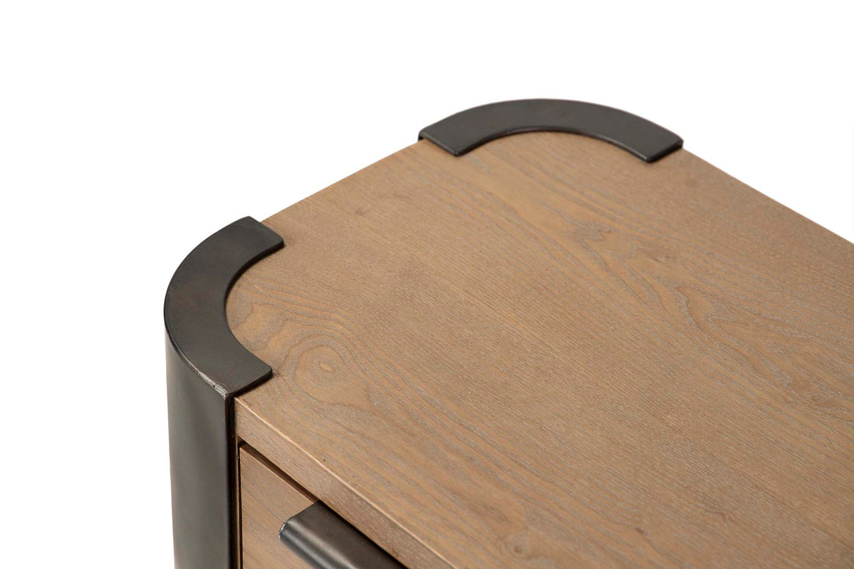 MESITA MADERA METAL MARRON NEGRO 48x35x56 CM