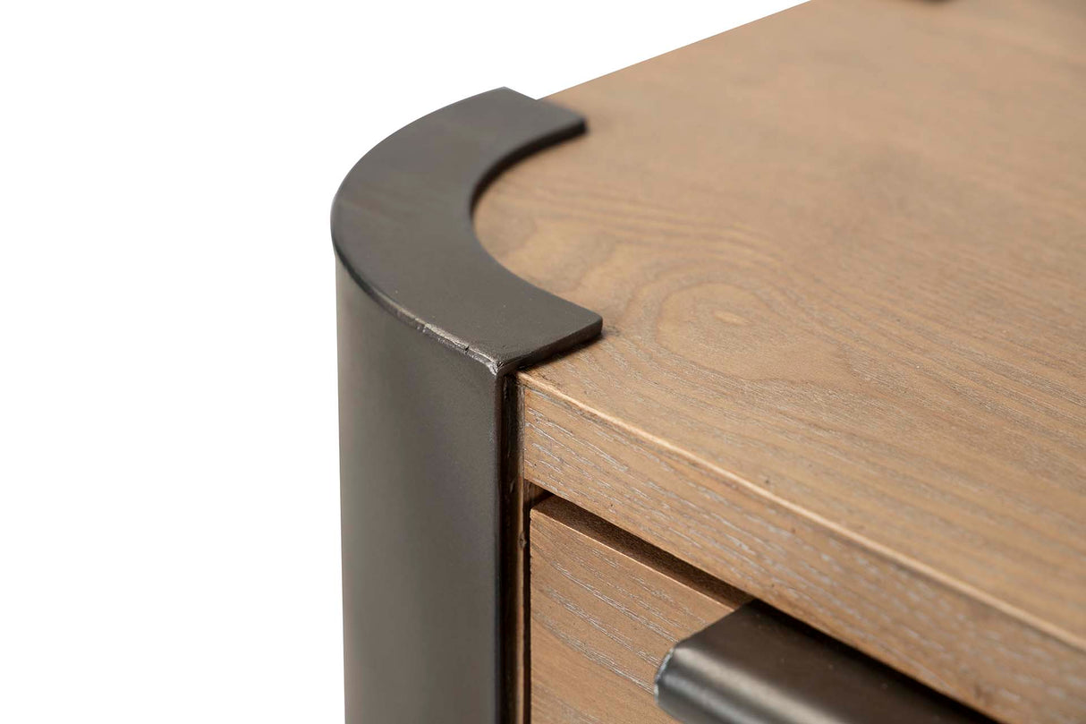 MESITA MADERA METAL MARRON NEGRO 48x35x56 CM