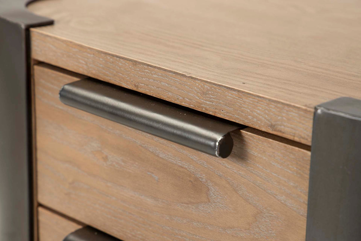 MESITA MADERA METAL MARRON NEGRO 48x35x56 CM