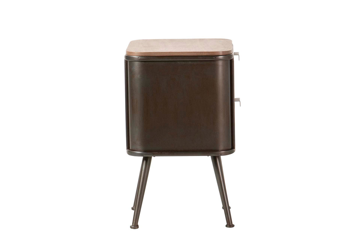 MESITA MADERA METAL MARRON NEGRO 50x40x63 CM