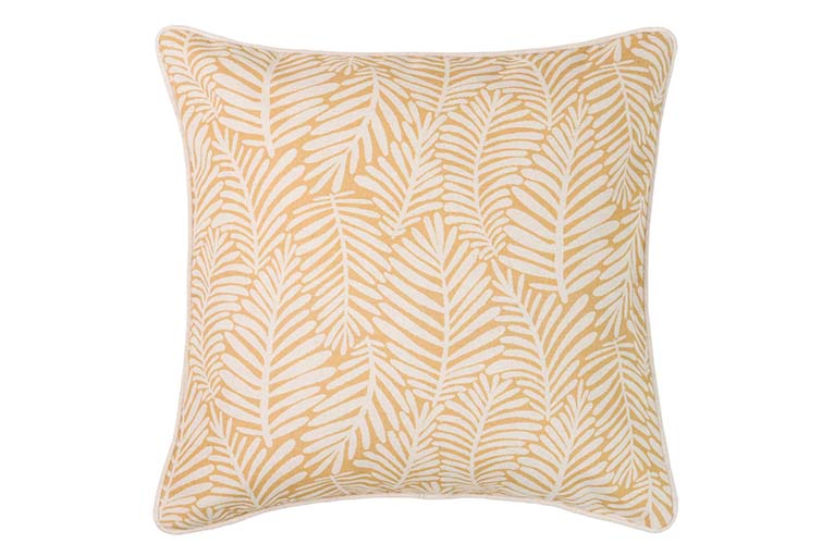 COJÍN LINO HOJAS AMARILLAS 45x13x45 CM