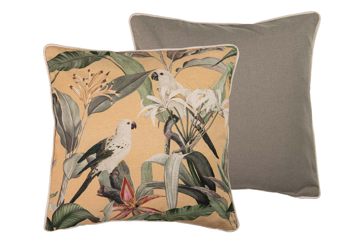 COJIN LINO CACATUAS AMARILLO 45x13x45 CM