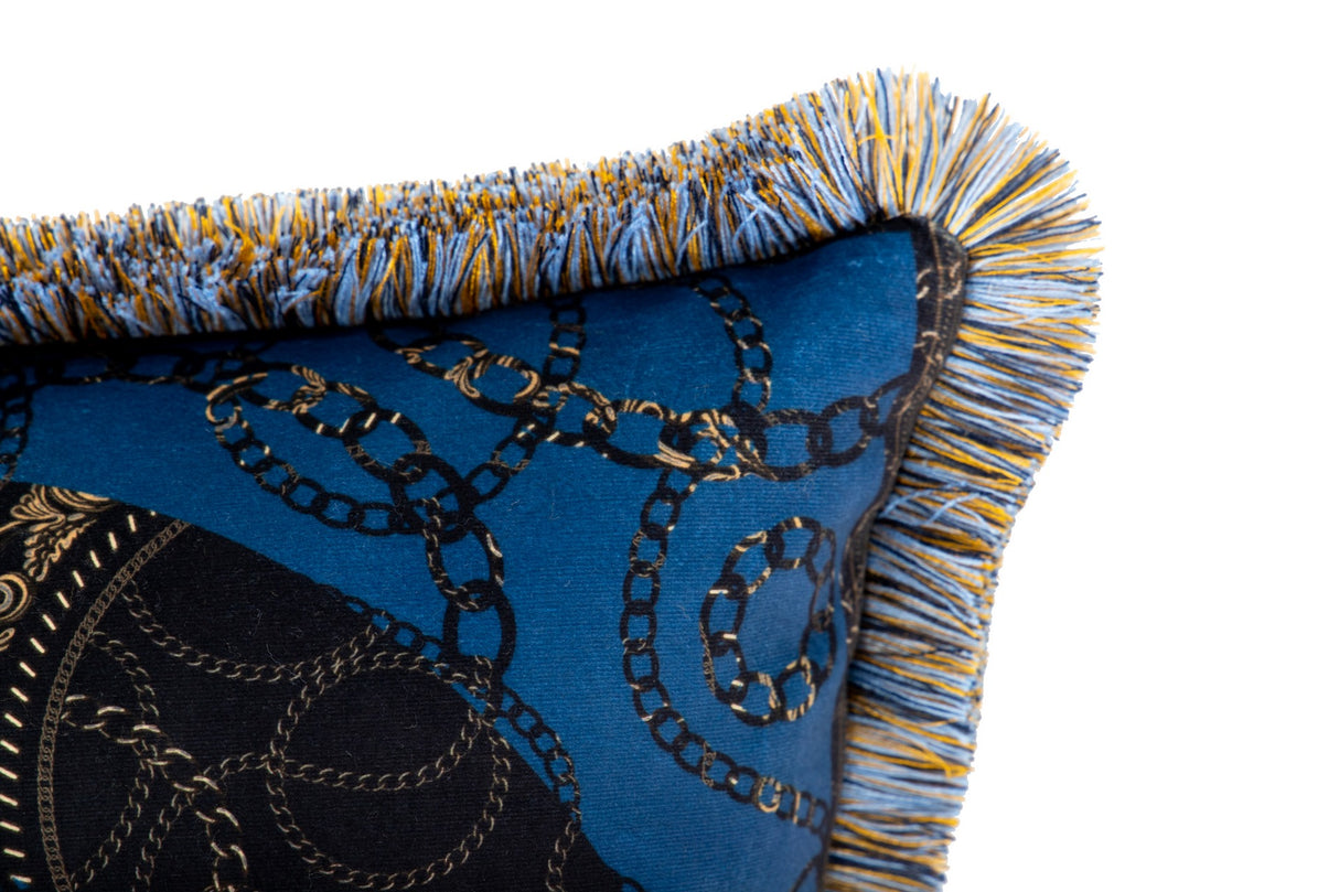 Cojin Neobaroco Gold Blue Samtketten 45x13x45 cm