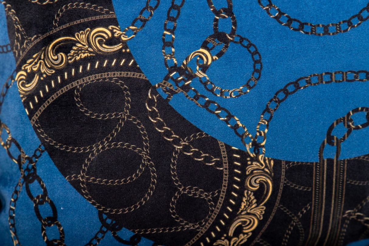 Cojin Neobaroco Gold Blue Samtketten 45x13x45 cm