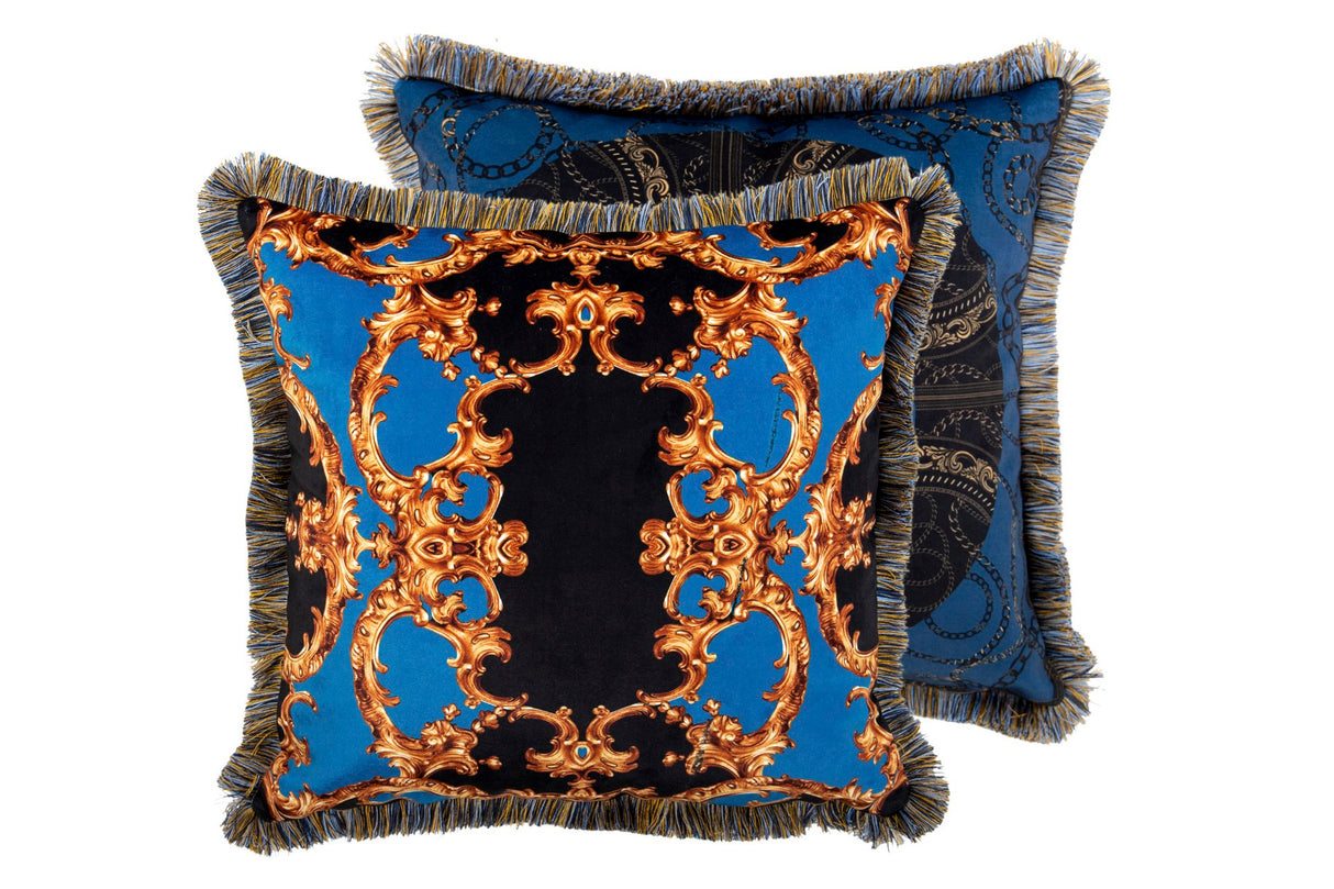 Cojin Neobaroco Gold Blue Samtketten 45x13x45 cm