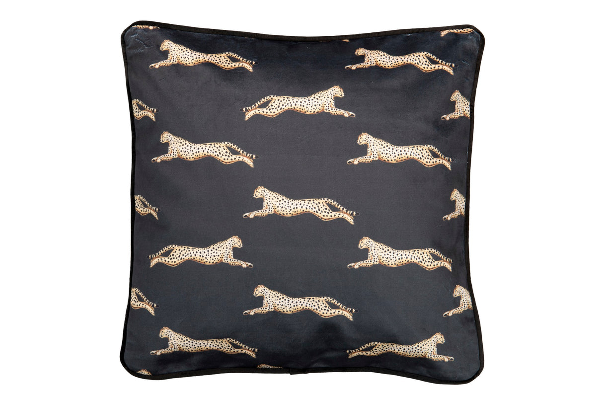 Cojin Velvet Leopardos Black Gold 45x13x45 cm