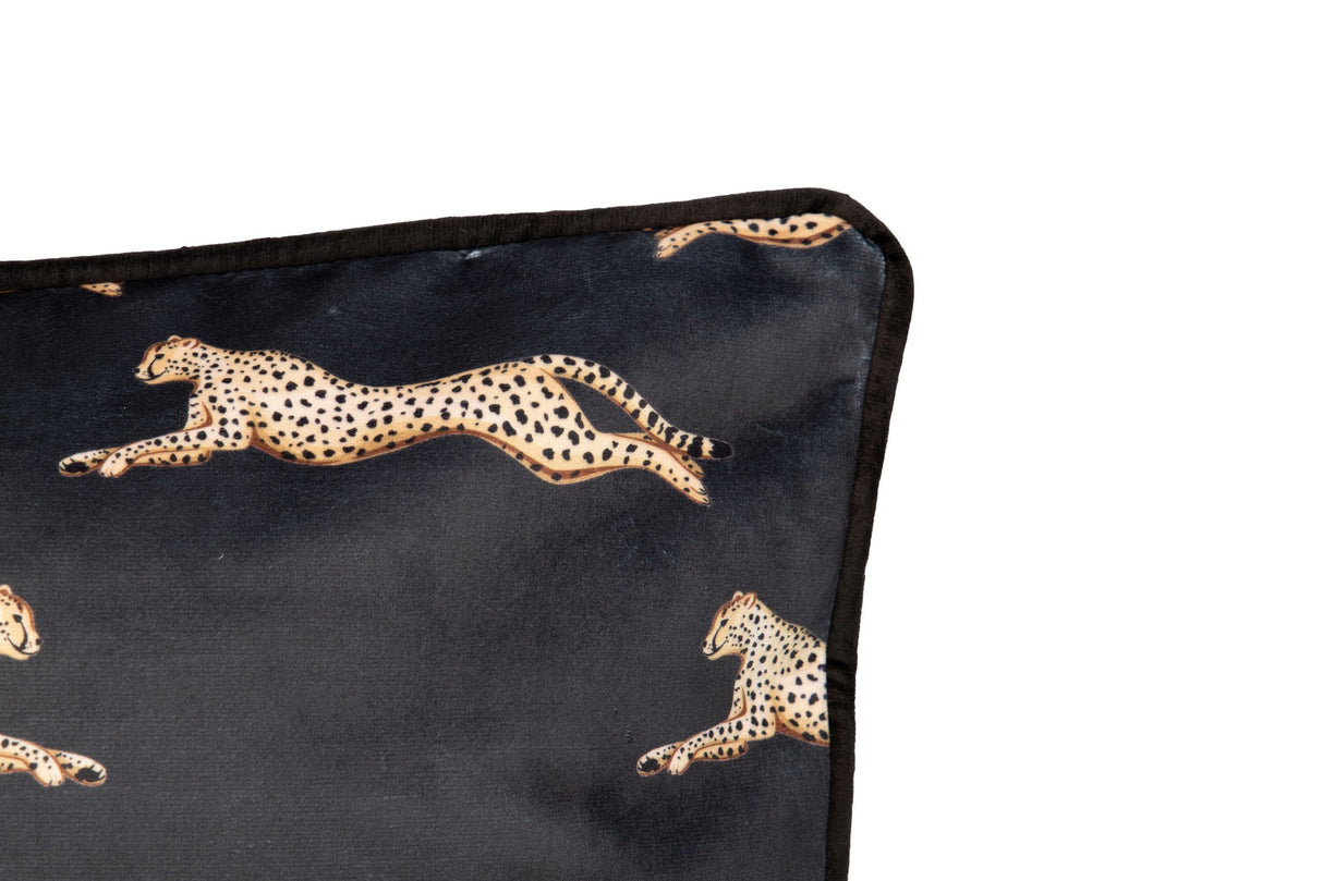 Cojin Velvet Leopardos Black Gold 45x13x45 cm