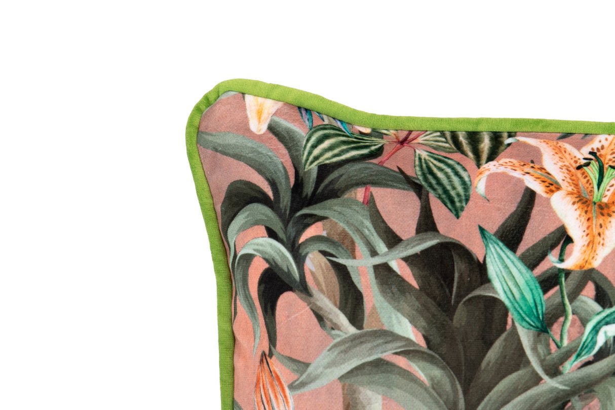 COJIN VELVET FLORES TROPICAL 45x13x30 CM