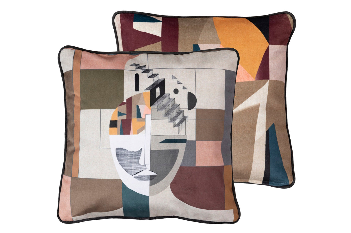 Geometrisches Gesicht von Cojin Velvet 45x13x45 cm