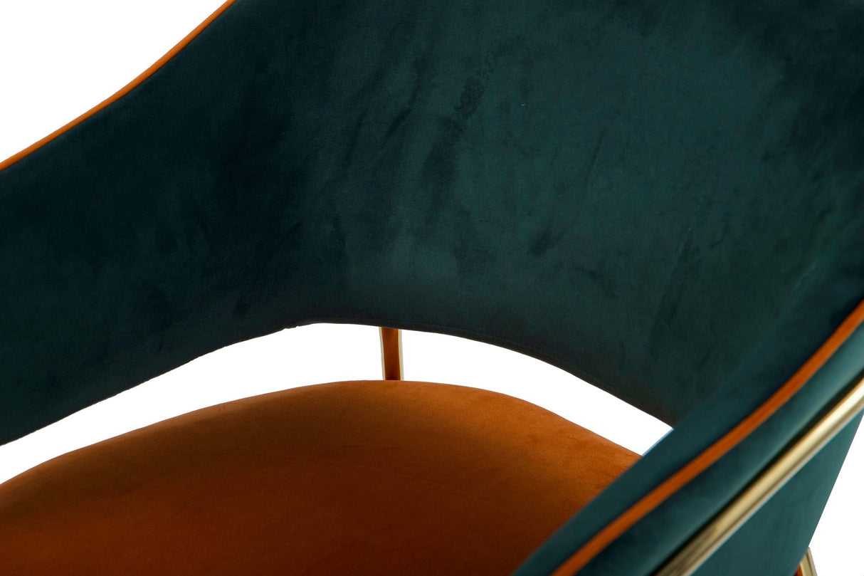 Sedia in velluto verde arancione 57x59x82 cm