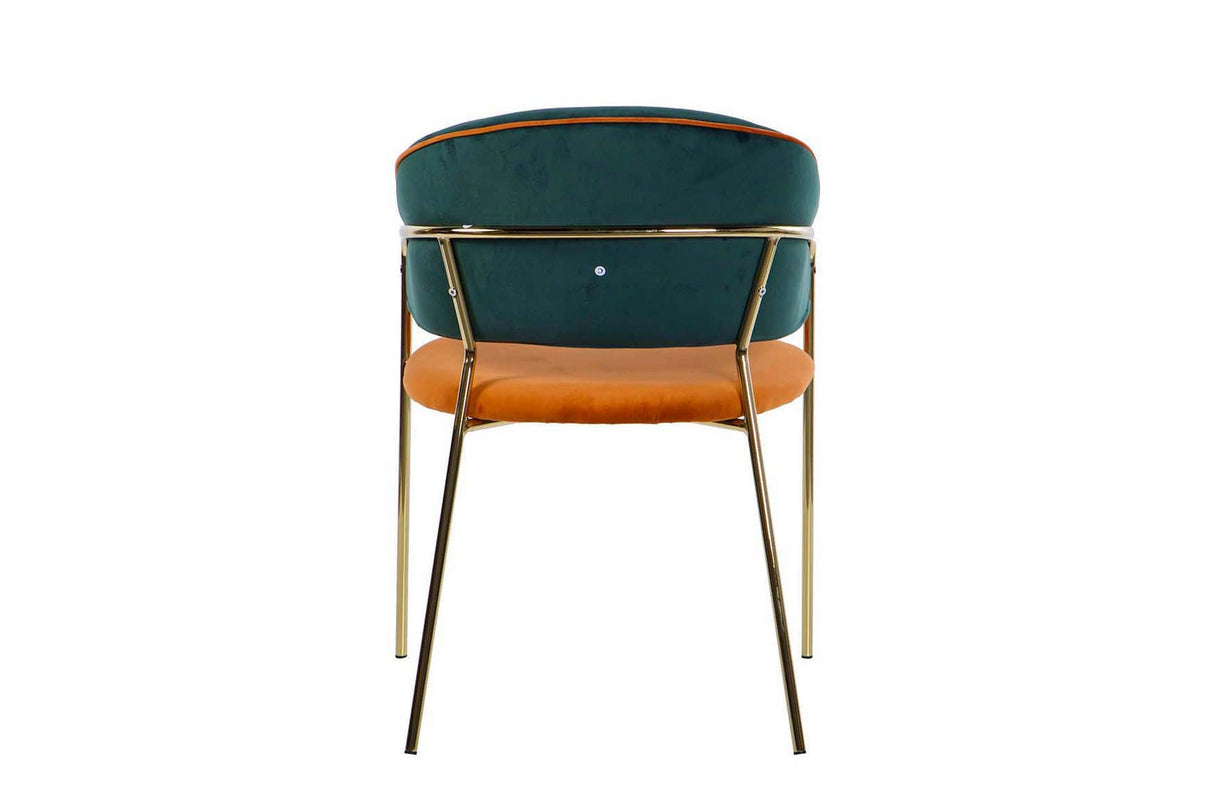 Sedia in velluto verde arancione 57x59x82 cm