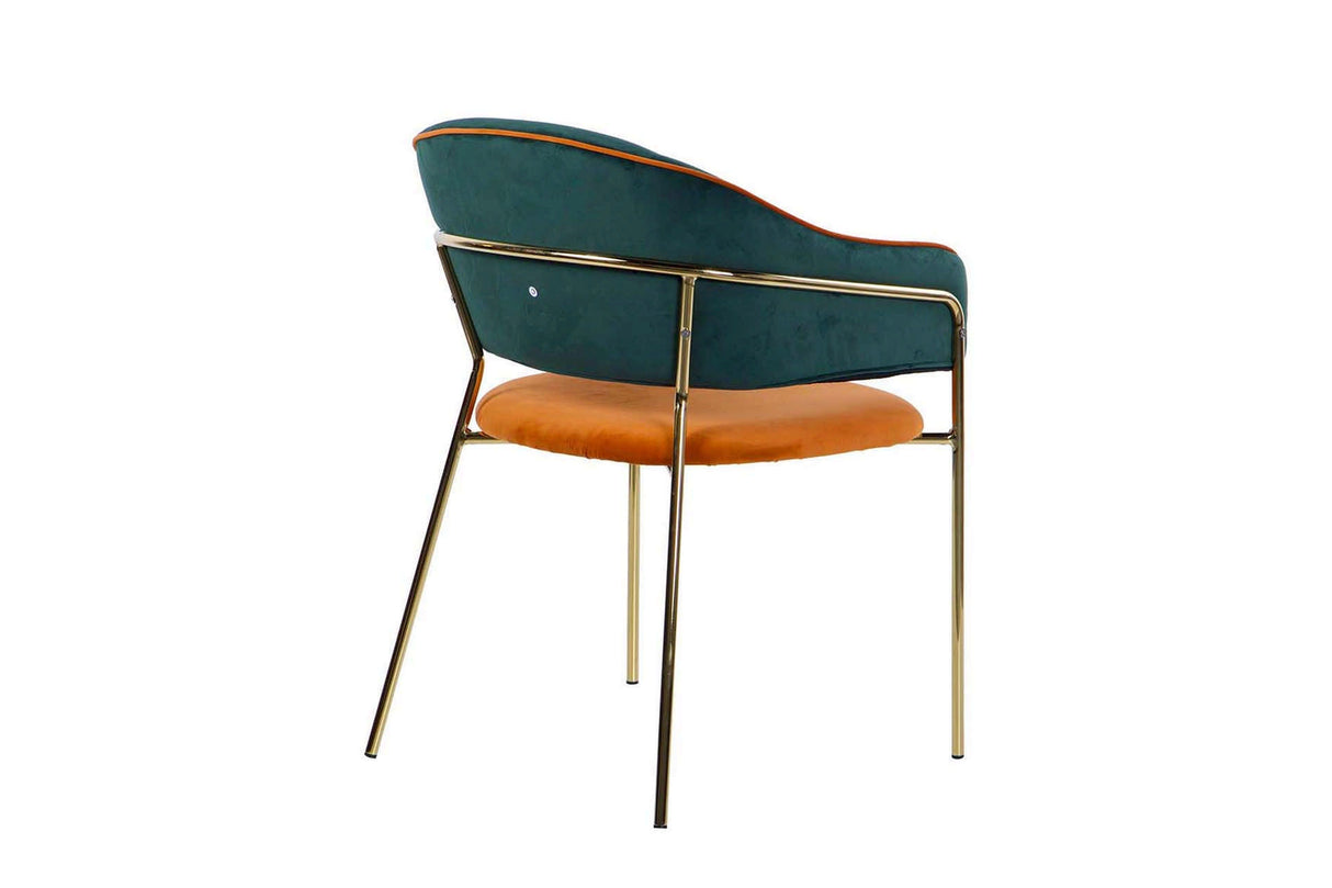 Sedia in velluto verde arancione 57x59x82 cm