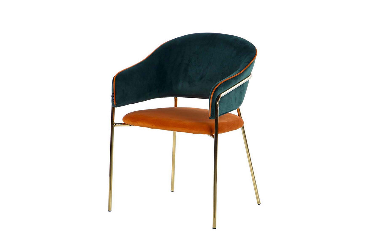 Sedia in velluto verde arancione 57x59x82 cm