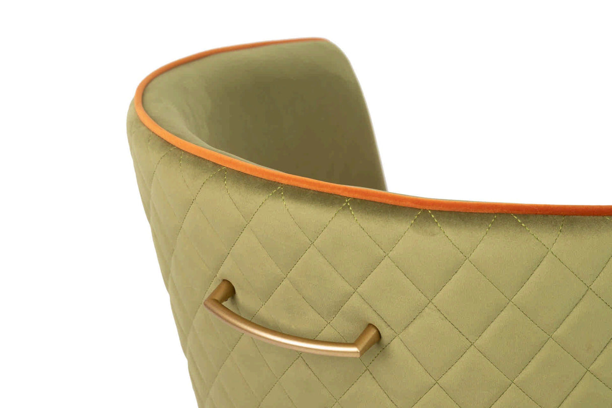Chaise en velours vert orange 55x57x76 cm