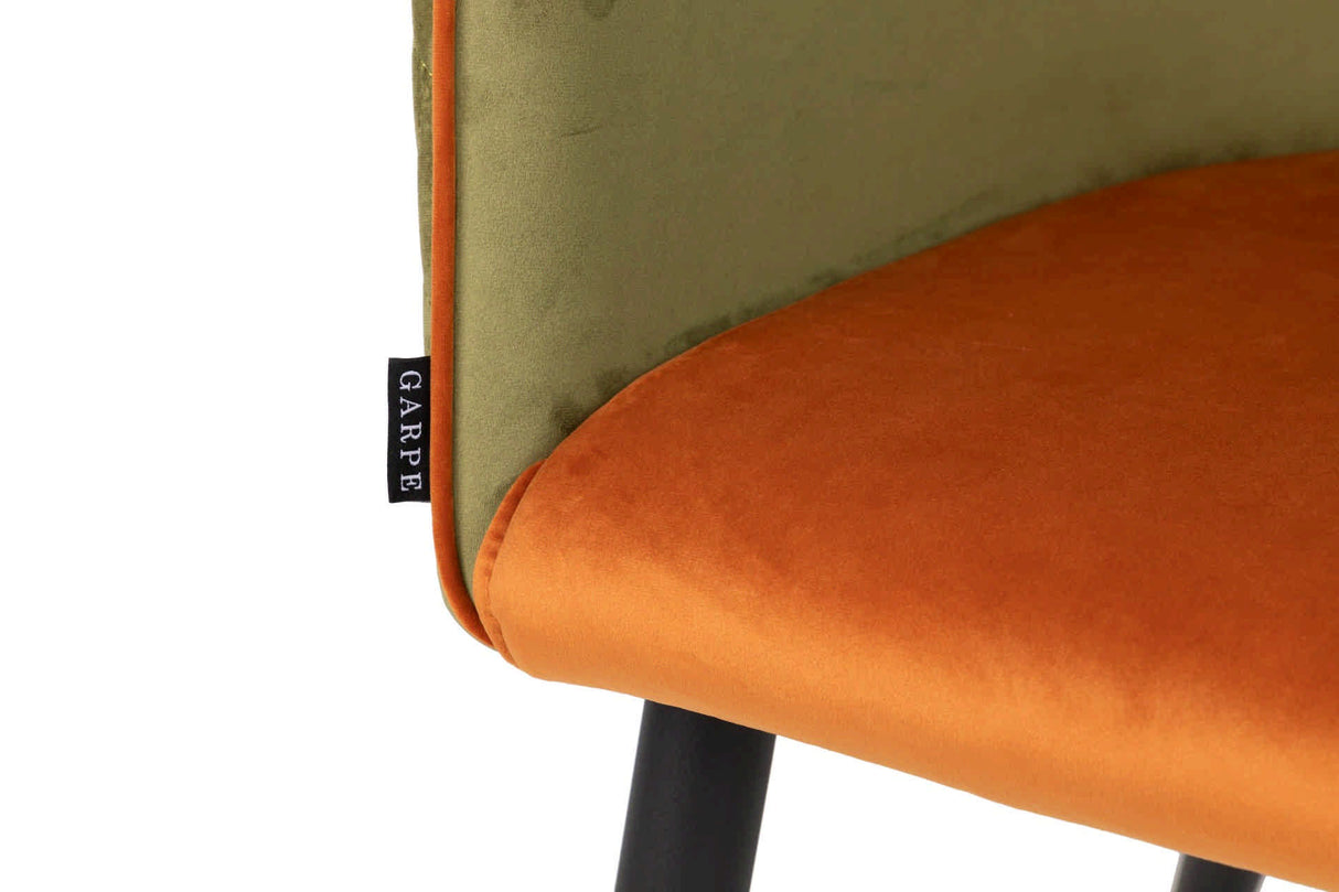 Chaise en velours vert orange 55x57x76 cm