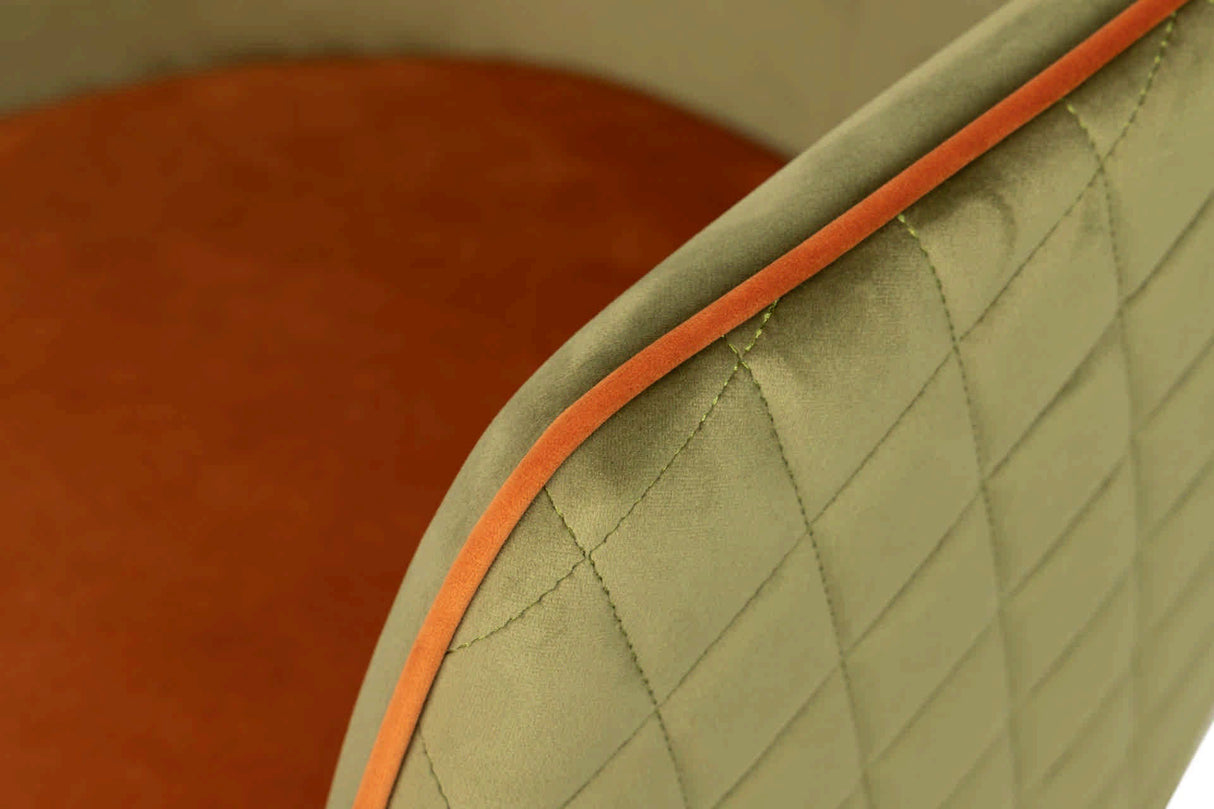 Chaise en velours vert orange 55x57x76 cm