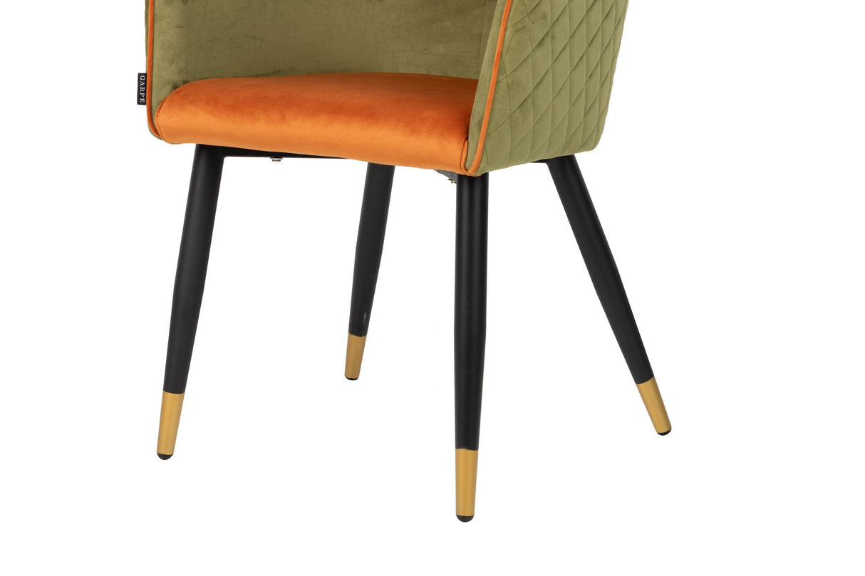Chaise en velours vert orange 55x57x76 cm