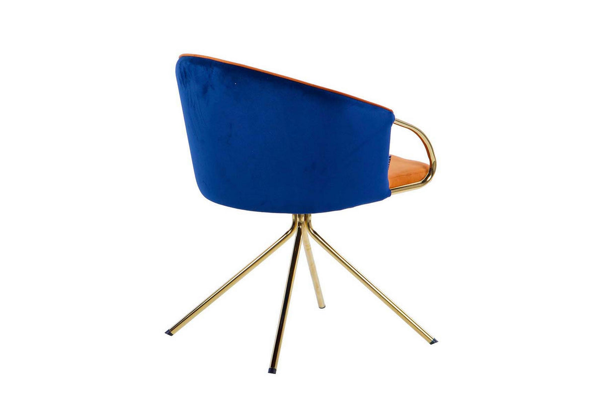 Velvet Blue Orange Rotation Rotating Chair 55x58x77 cm