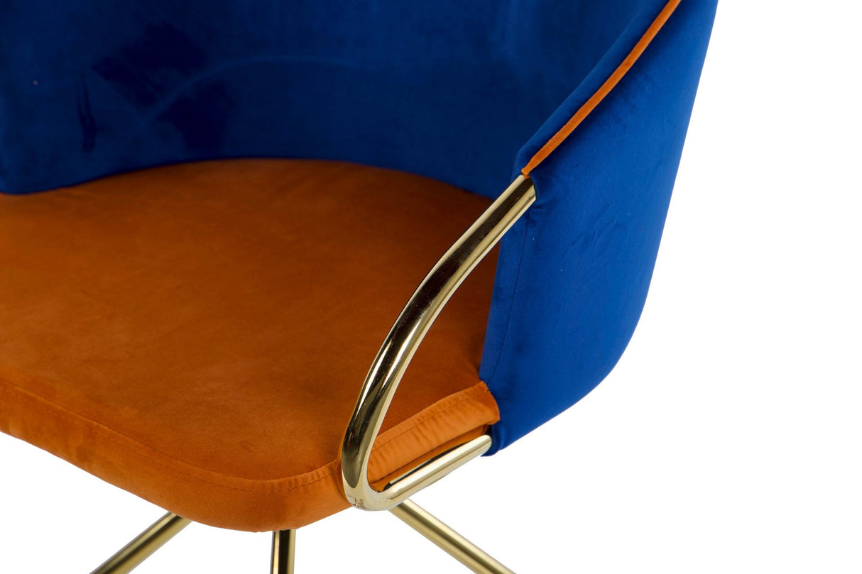 Velvet Blue Orange Rotation Rotating Chair 55x58x77 cm