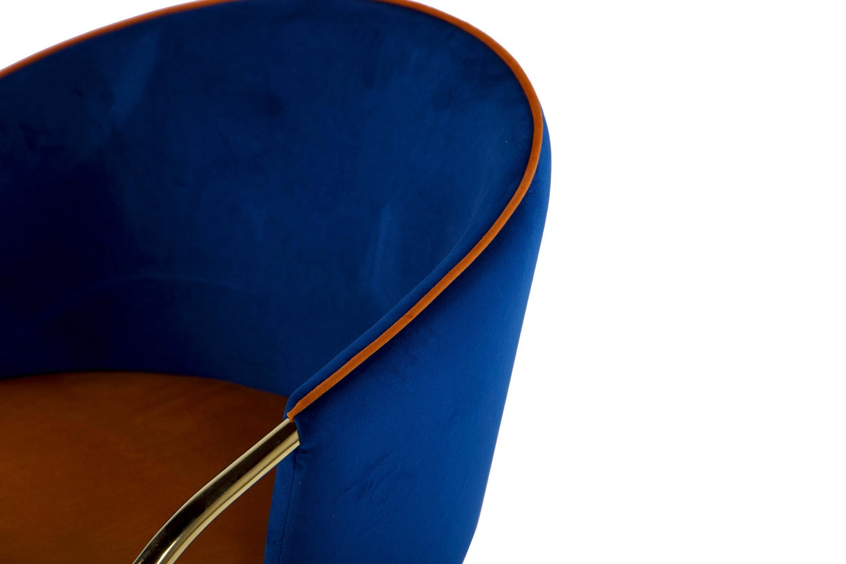 Velvet Blue Orange Rotation Rotating Chair 55x58x77 cm