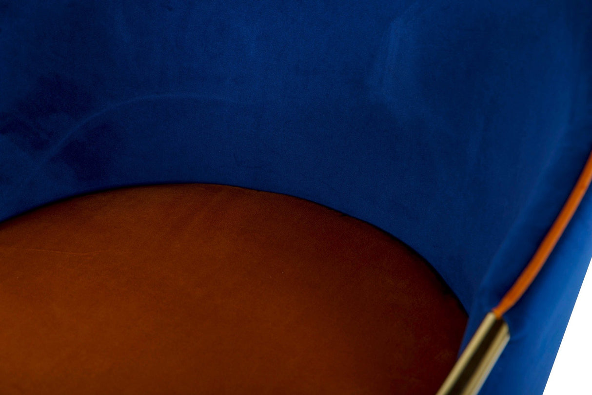 Velvet Blue Orange Rotation Rotating Chair 55x58x77 cm