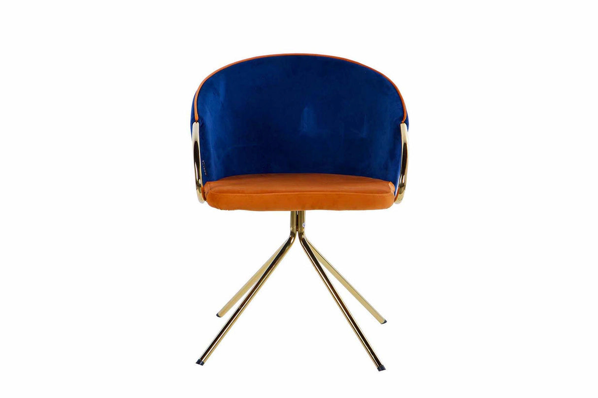 Velvet Blue Orange Rotation Rotating Chair 55x58x77 cm