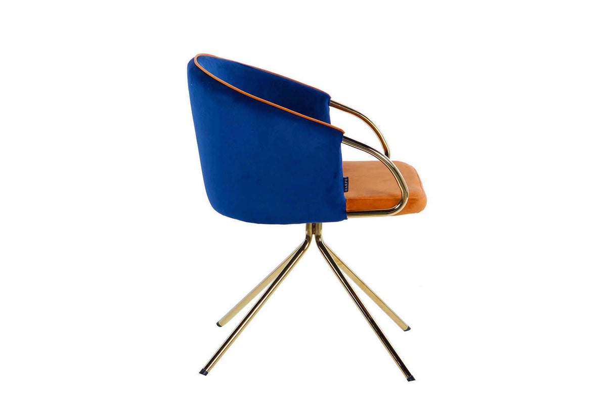 Velvet Blue Orange Rotation Rotating Chair 55x58x77 cm