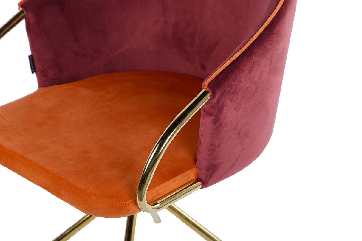 SILLA GIRATORIA VELVET GRANATE NARANJA 55x58x77 CM