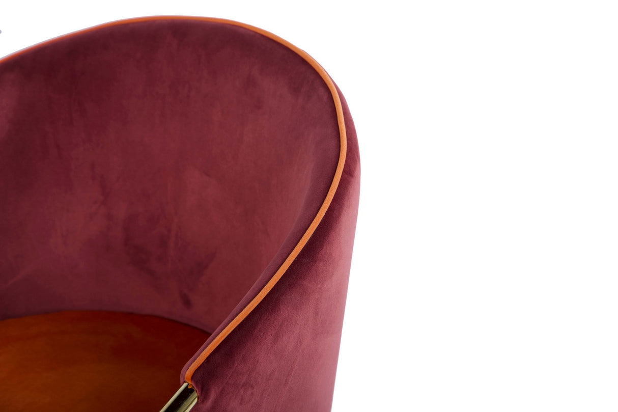 SILLA GIRATORIA VELVET GRANATE NARANJA 55x58x77 CM