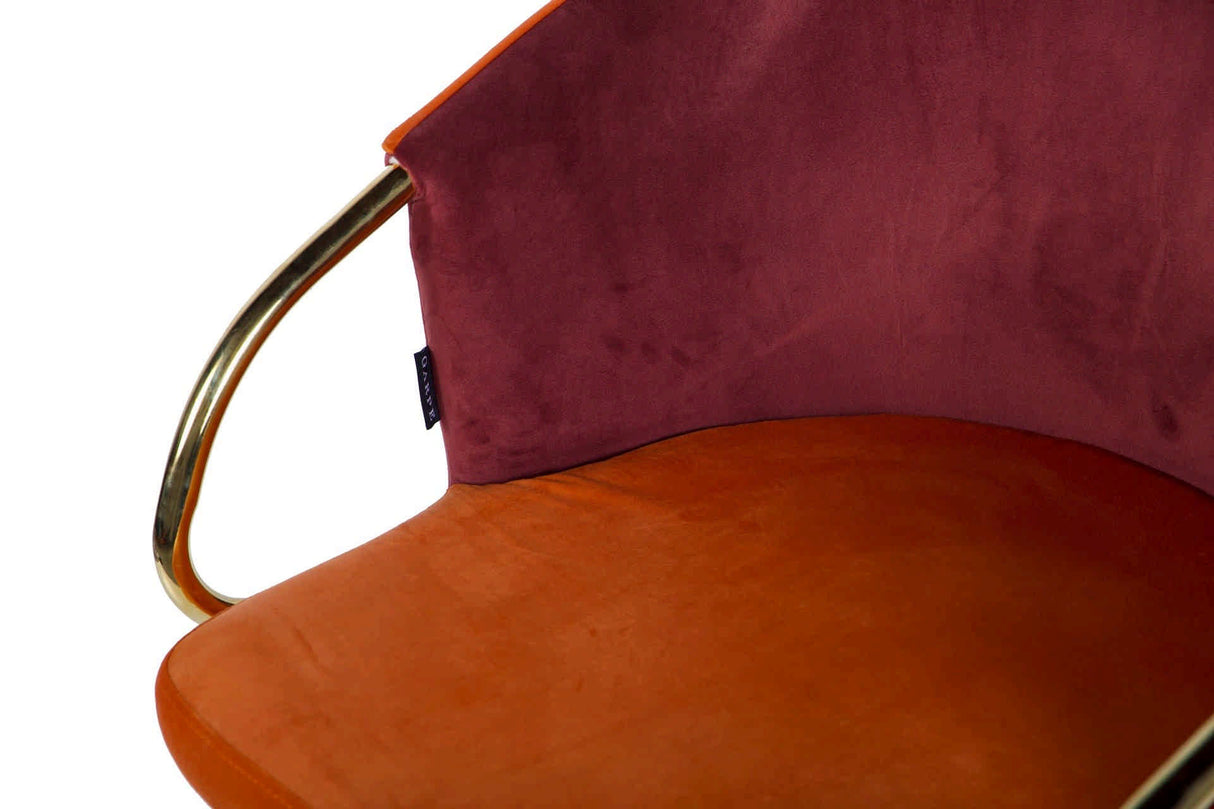 SILLA GIRATORIA VELVET GRANATE NARANJA 55x58x77 CM
