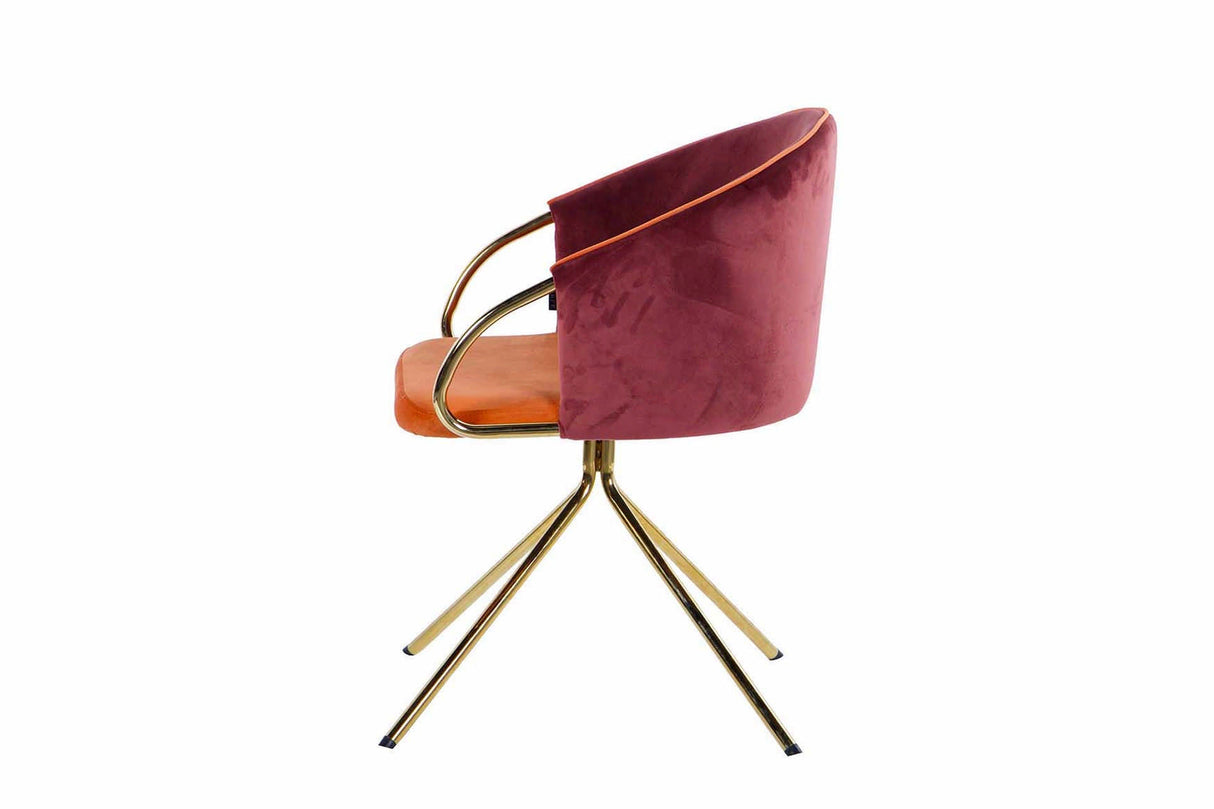 SILLA GIRATORIA VELVET GRANATE NARANJA 55x58x77 CM