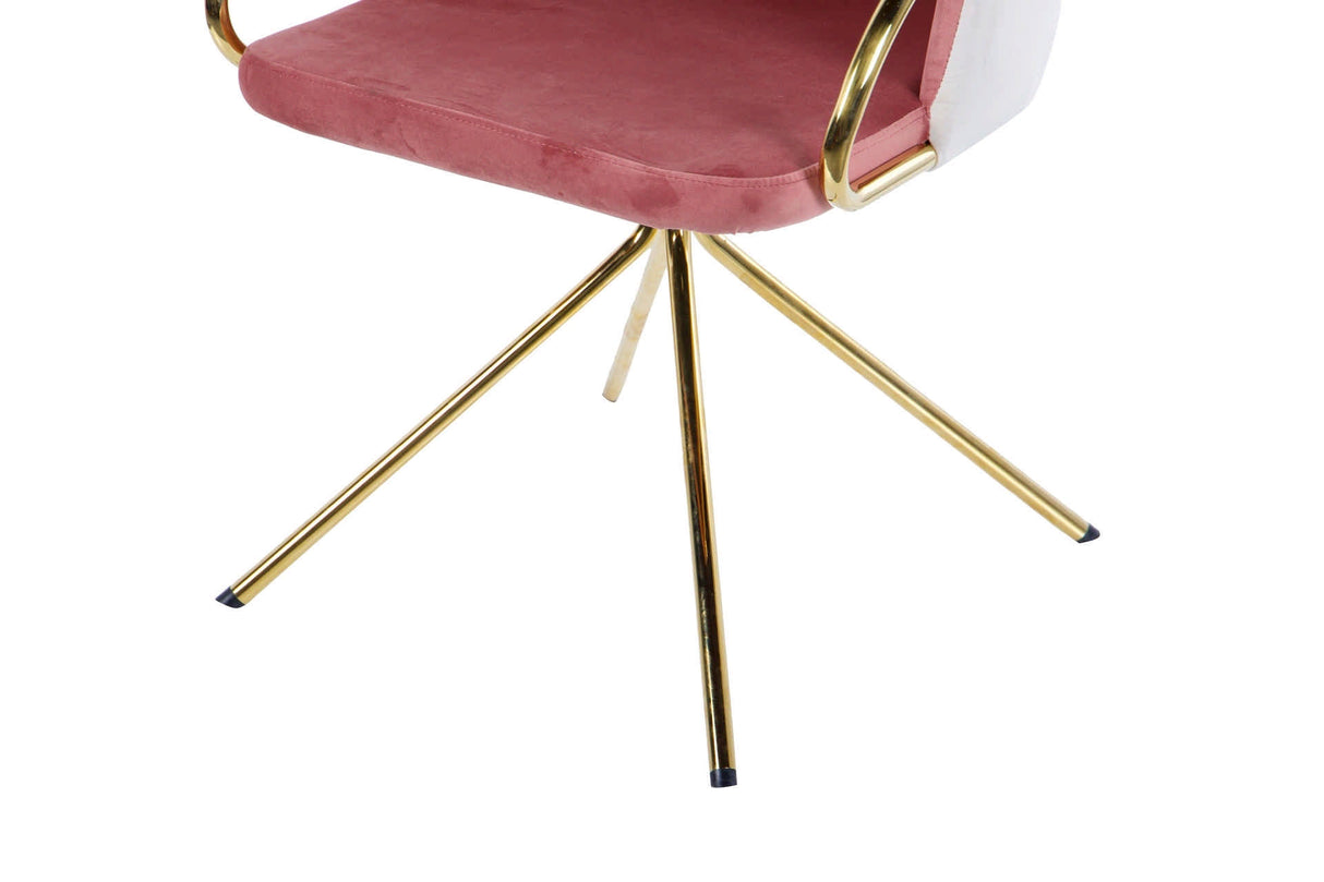 Sedia a rotazione di velluto beige-rosa 55x58x77 cm