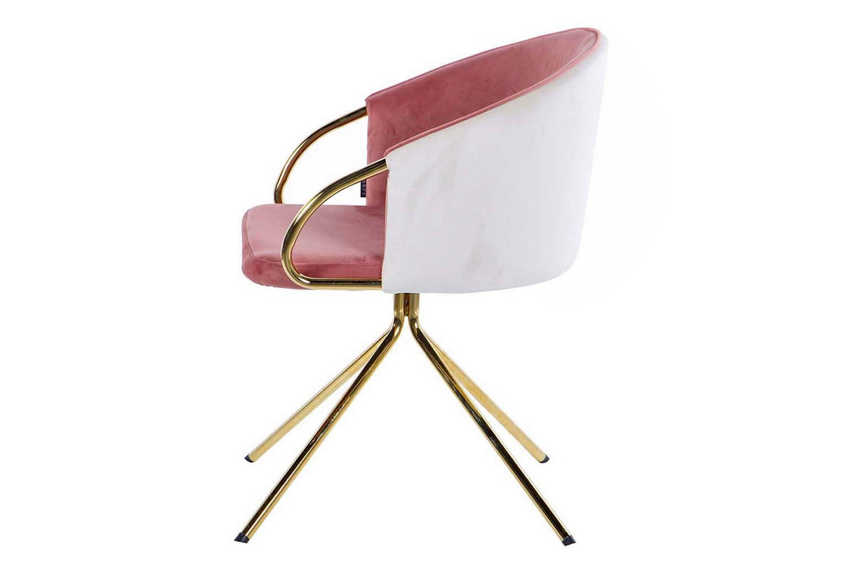 Sedia a rotazione di velluto beige-rosa 55x58x77 cm